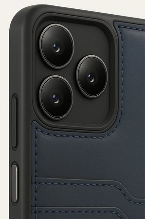 Mey İthalat®  Realme Note 50 4G Kılıf Sara Kartvizitli Deri Kılıf - Lacivert