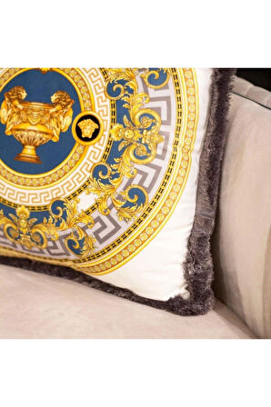 Barok Tarzı Kadife Yastık/kırlent - Dolgu Boncuk Elyaf, Uluslararası Yıkama Ve Solmama Sertifikası