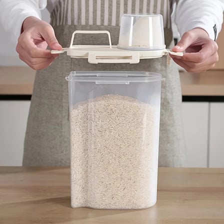 BiiShe Mutfak Dolap İçi Bakliyat Saklama Kabı Krem 1800 ml Kapaklı Düzenleyici