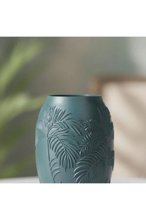 Pamore Dekoratif Vazo - Çam Yeşili / Ahşap Tabanlı - Natural