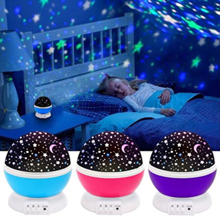 Dönen Projeksiyon Gece Lambası Star Master Ay Yıldız Duvar Led