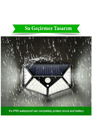 4 Adet Solar Bahçe Lambası 100 Led Bahçe Aplik Bahçe Lambası Bahçe Aydınlatma