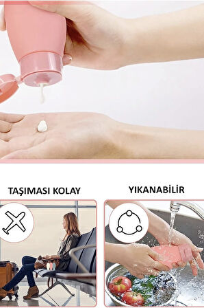 3'lü Doldurulabilir Çantalı Seyahat Tipi Şişe Seti Boş Krem Şişesi 60ml