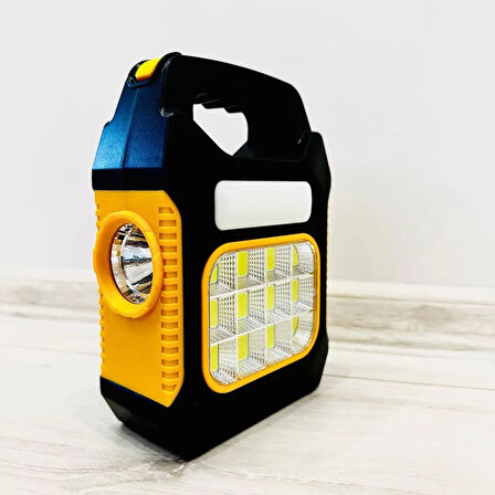 Yeni Nesil Işıldak Fener Kamp Feneri Şarjlı Ve Güneş Enerjili  3W+1W+12W  Power Bank