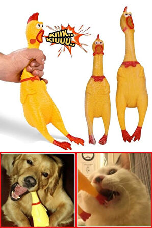 Büyük Boy Sesli Horoz Eğlenceli Köpek ve Kediler İçin Sesli Öten Horoz Oyuncak 38 Cm 