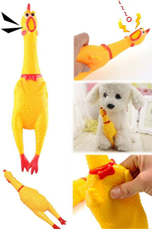 Büyük Boy Sesli Horoz Eğlenceli Köpek ve Kediler İçin Sesli Öten Horoz Oyuncak 38 Cm 