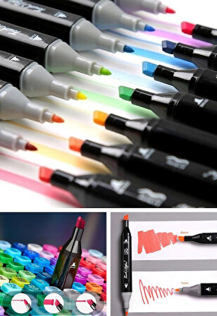 24 lü  Çift Tatraflı Marker Kalem Seti Resim Mimari Ve Grafik Tasarım Kalemi Yüksek Kalite 