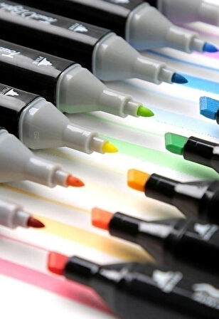 24 lü  Çift Tatraflı Marker Kalem Seti Resim Mimari Ve Grafik Tasarım Kalemi Yüksek Kalite 