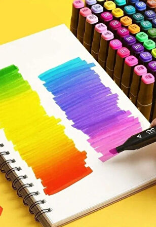 60 lı Çift Tatraflı Marker Kalem Seti Standlı Resim Mimari Ve Grafik Tasarım Kalemi Yüksek Kalite 