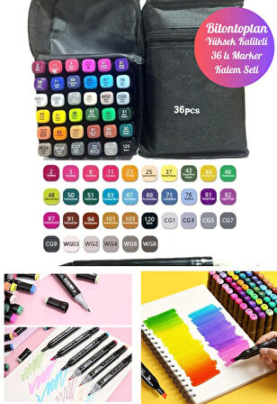 36 lı Çift Tatraflı Marker Kalem Seti Resim Mimari Ve Grafik Tasarım Kalemi Yüksek Kalite 