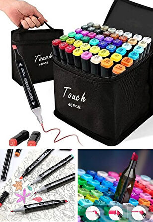 48 li Çift Tatraflı Marker Kalem Seti Resim Mimari Ve Grafik Tasarım Kalemi Yüksek Kalite 