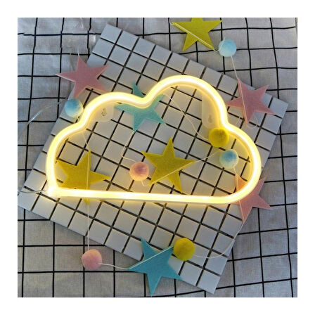 Sarı Bulut Neon Led  Masaüstü Neon Dekoratif Gece Lambası