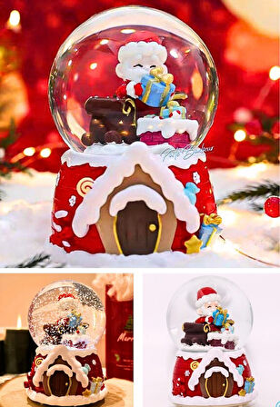 Mega Boy 2025 Yılbaşı Noel Baba Temalı Kar Püskürtmeli Işıklı Müzikli  Kar Küresi 16 cm- 18B