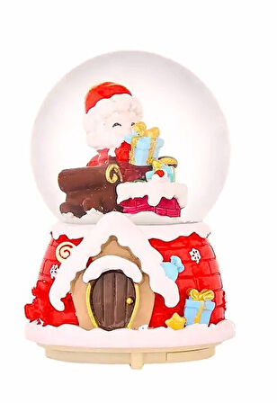 Yılbaşı 2025 Noel Baba Hediyeleri 13 cm Orta Boy Işıklı Müzikli Kar Küresi 59B