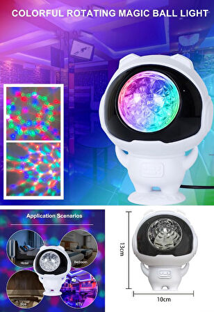 Yeni Nesil Dönen Disco Topu Astronot Gece Lambası Usb'li Parti Disco Topu
