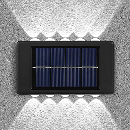 2 Adet Beyaz Işık 10 Ledli  Solar Enerjili Aplik Teras Bahçe Varanda Apliği Beyaz Işık