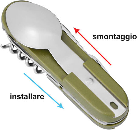 7 si 1 Arada Katlanır Çatal Bıçak Takımı, Çıkarılabilir Paslanmaz Çelik Kamp Çatal Bıçak Takımı 