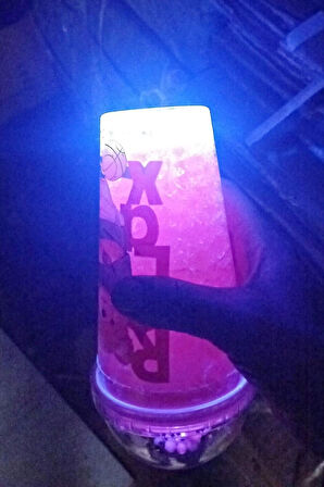 Pipetli Suluk Tavşan Led Işıklı Buzlu Görünümlü 450 ML Çift Katman Mika Su Şişesi  2087 Yeşil