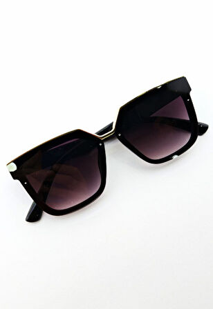 Lena Kadın Güneş Gözlüğü Gold Üst - Siyah Çerçeve Orta Boy UV 400 Korumalı CE Sertifikalı Güneş Gözl