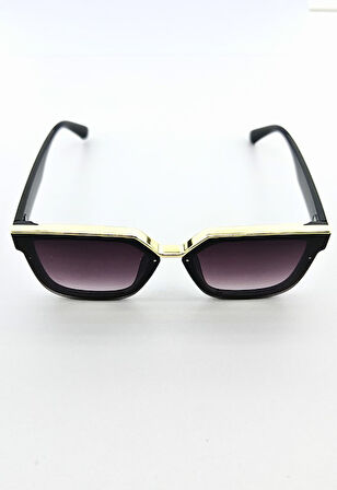Lena Kadın Güneş Gözlüğü Gold Üst - Siyah Çerçeve Orta Boy UV 400 Korumalı CE Sertifikalı Güneş Gözl