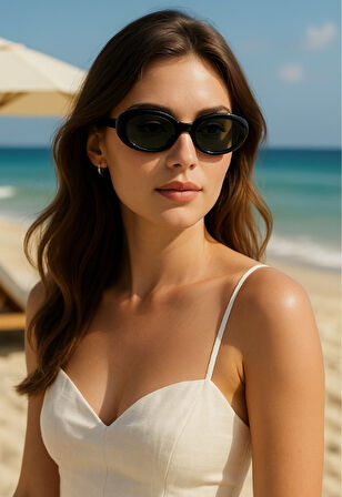 Alena Siyah Kadın Güneş Gözlüğü Siyah Çerçeve UV 400 Korumalı CE Belgeli Güneş Gözlüğü