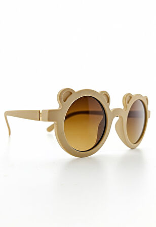 Kids Güneş Gözlüğü Bej Ayıcık Çerçeve UV 400 Korumalı CE Belgeli Çocuk Güneş Gözlüğü