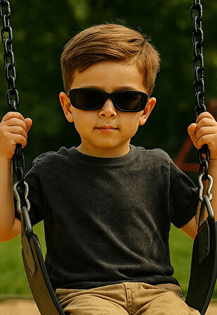Kids Güneş Gözlüğü Siyah Cool Çerçeve UV 400 Korumalı CE Belgeli Çocuk Güneş Gözlüğü