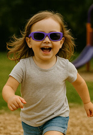 Kids Güneş Gözlüğü Mor Cool Çerçeve UV 400 Korumalı CE Belgeli Çocuk Güneş Gözlüğü