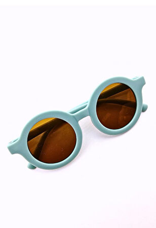 Kids Güneş Gözlüğü Yeşil Yuvarlak Çerçeve UV 400 Korumalı CE Belgeli Çocuk Güneş Gözlüğü