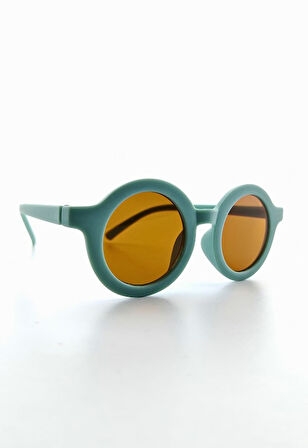 Kids Güneş Gözlüğü Yeşil Yuvarlak Çerçeve UV 400 Korumalı CE Belgeli Çocuk Güneş Gözlüğü