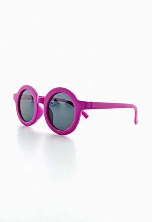 Kids Güneş Gözlüğü Fuşya Yuvarlak Çerçeve UV 400 Korumalı CE Belgeli Çocuk Güneş Gözlüğü