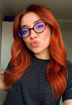 Miux Mi Leopar Elips Mavi Işık Korumalı Unisex Gözlük Metal Aksesuarlı CE Belgeli