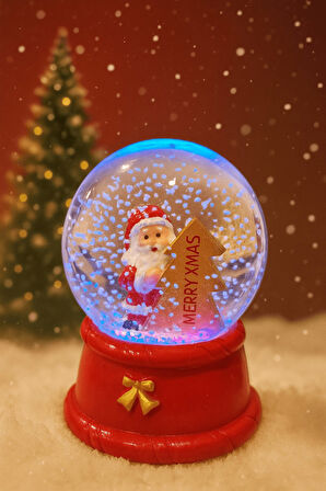 LED Işıklı MERRY XMAS 2026 Noel Kar Küresi – 9 cm Orta Boy Dekoratif Hediye - 48