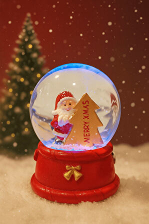 LED Işıklı MERRY XMAS 2026 Noel Kar Küresi – 9 cm Orta Boy Dekoratif Hediye - 48