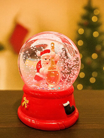 2026 Yılbaşı Temalı LED Işıklı Çello Çalan Noel Baba Kar Küresi 9 cm Orta Boy Yeni Yıl Süsü - 48