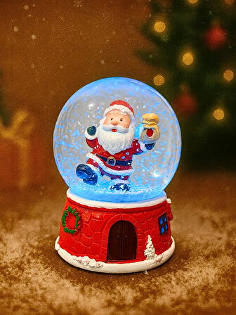 2026 Yılbaşı Temalı 9 cm Orta Boy Kar Küresi - 2026 Yeni Yıl led Işıklı Noel Baba Süsü 47