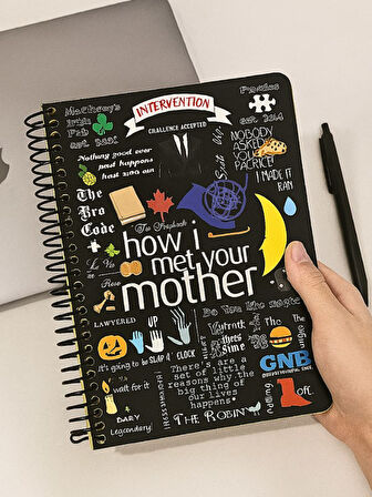 How I Met Your Mother Temalı Spiralli Çizgili Defter – 80 Yaprak, 160 Sayfa (18 x 24 cm)