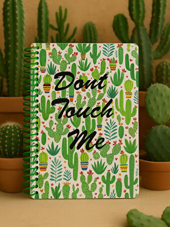 Kaktüs Desenli Spiral Kareli Defter – 80 Yaprak / 160 Sayfa – 18x24 cm