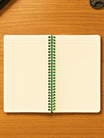 Kaktüs Desenli Spiral Kareli Defter – 80 Yaprak / 160 Sayfa – 18x24 cm