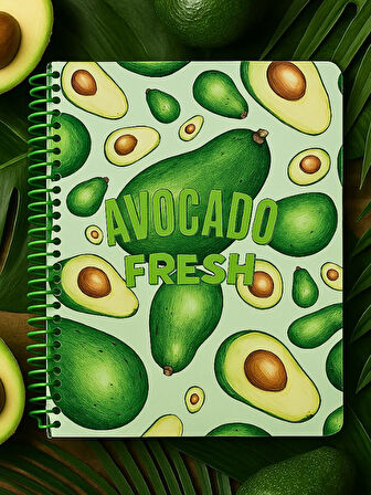 Avokado Fresh Temalı Spiral Kareli Defter – 80 Yaprak / 160 Sayfa – 18x24 cm