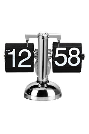 Retro Flip Clock Metal Masa Saati – Dekoratif ve Şık Tasarım, AM/PM Gösterimli - Premium Hediye