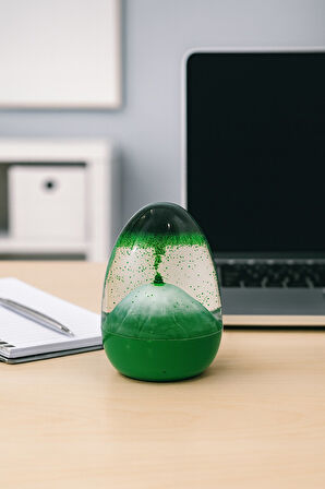 Volkan Patlaması Yeşil Kum Saati Ev Ofis Masa Üstü Hediyelik