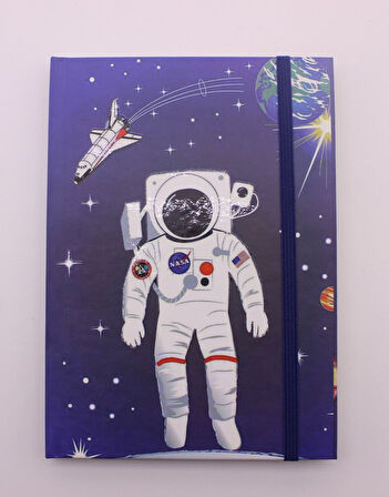 Lastikli Çizgisiz Sert Kapak NASA Defter