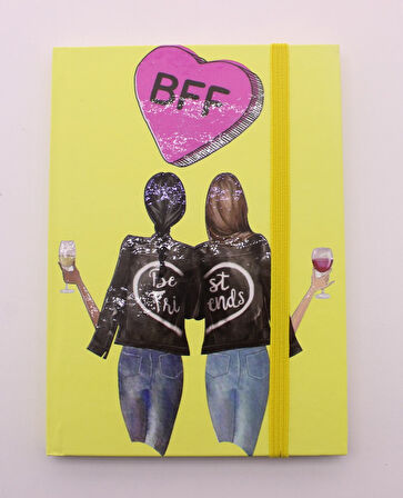 Lastikli Noktalı Sert Kapak Best Friend Defter