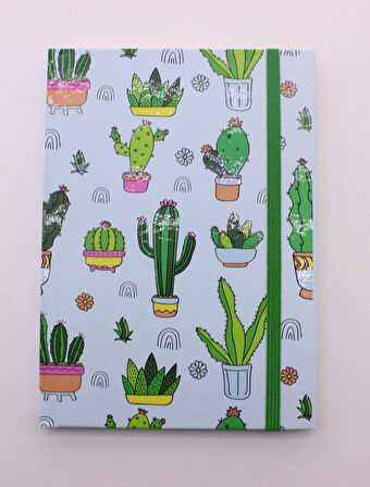 Lastikli Noktalı Sert Kapak Kaktüs Defter