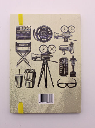 Lastikli Çizgisiz Sert Kapak Retro Cinema Defter