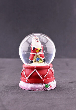  Noel Baba Hediye Torbası Temalı Mini Boy Işıklı Yılbaşı Kar Küresi 6.5 cm B