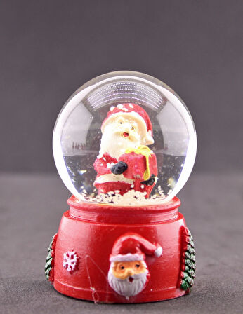 Noel Baba ve Hediye Paketleri Temalı Mini Boy Işıklı  Yılbaşı Kar Küresi 6.5 cm F