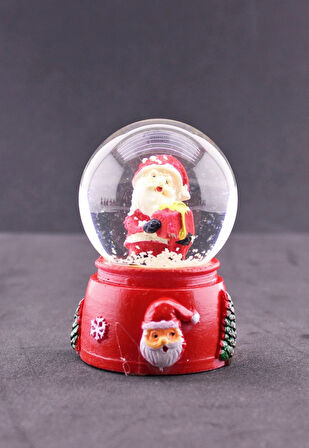 Noel Baba ve Hediye Paketleri Temalı Mini Boy Işıklı  Yılbaşı Kar Küresi 6.5 cm F