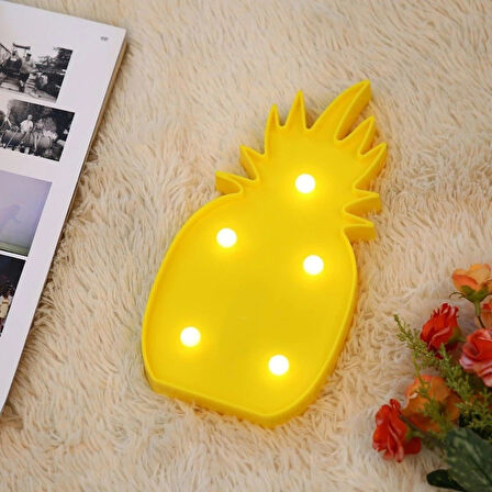 3D Led Işıklı  Ananas Masa Duvar Gece Lambası Ücretsiz Kargo